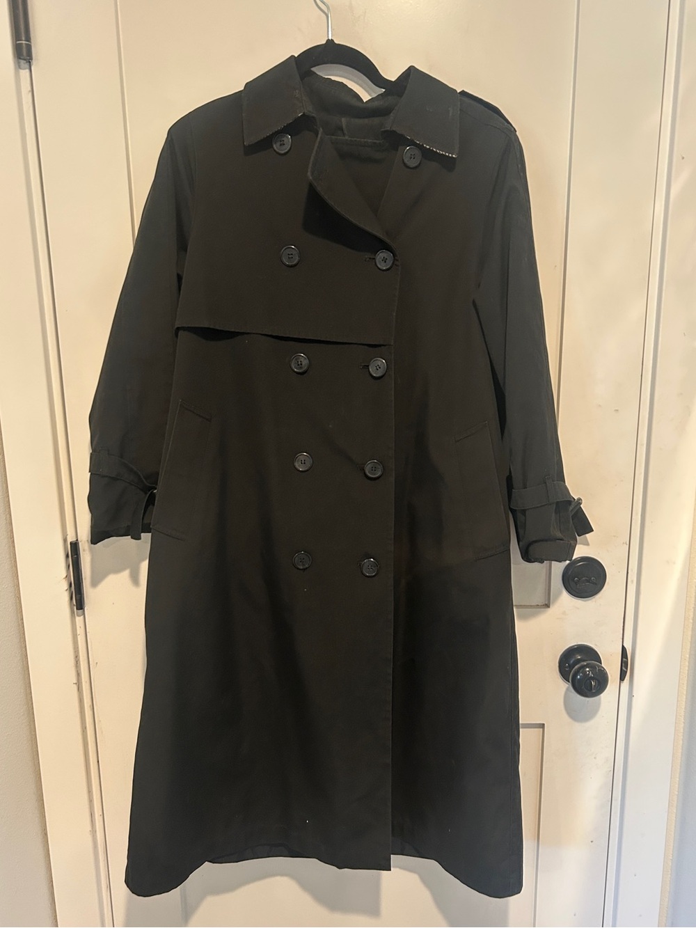 Vintage London Fog Double Breasted Trench Coat Black Womens 8P